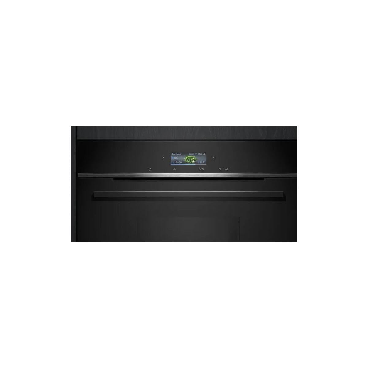 Siemens CD714GXB1, Smarter iQ700, pentola a vapore da incasso, 60 x 45 cm, serbatoio dell'acqua da 1,3 l, nero, cottura a vapore, rigenerazione con vapore, display a colori, cookControl programmi