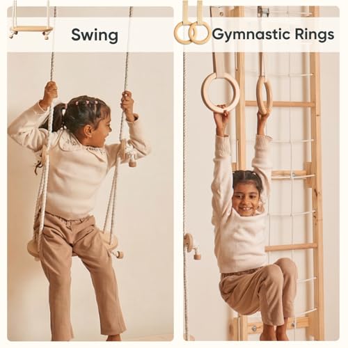 Image of Curious Cub Jungle Gym for Kids Indoor | Kids Gym Play Set | Contains Monkey Bar, Gymnastics Ring, Disk Swing, Rope Ladder for Kids to Play Indoor Fun Activity for Ages 4+