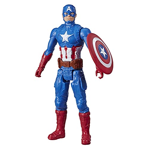Marvel Avengers - Titan Hero Series - Figura de Acción de Superhéroe Capitán América de 30 cm, Personaje de Comic de Juguete