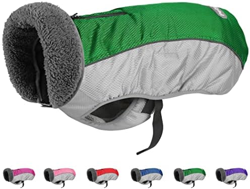 Petglad Dog Coat, Ripstop Waterproof Dog Winter Jacket with Zippered Leash Hole, Reflective Adjustable Dog Fleece Sweater, Warm Snow Vest for Small Medium Extra Large Dogs (Green, L)