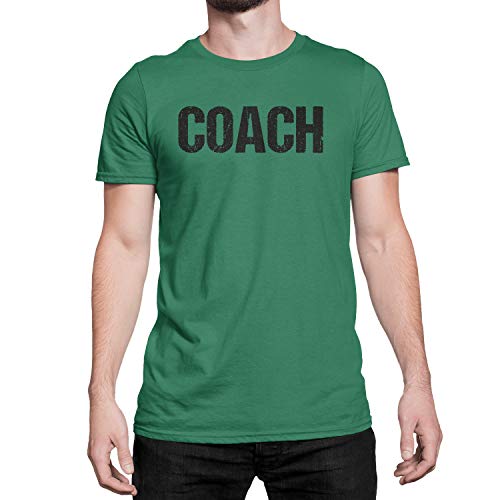 Coach T-Shirt Adult Mens Tee Shirt Front Screen Printed Tshirt (Green-Black, Small)