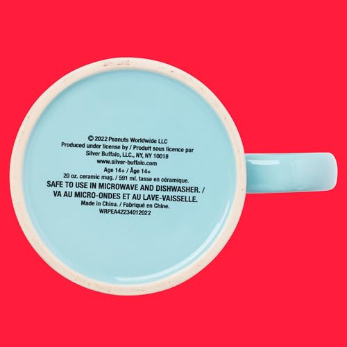 Silver Buffalo Peanuts Snoopy and Woodstock on House Blue Dot Background Ceramic Coffee Mug, 20 Ounces - Thumbnail 7