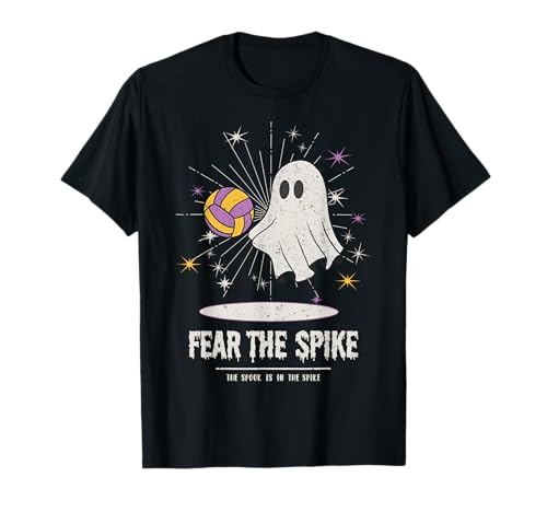 Fear The Spike Spooky Ghost Playing Volleyball Player Sports T-Shirt