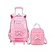 Sac de Voyage Universel Durable pour Chariot à Roues 6 Roues Sac d'étudiant d'école Primaire Sac à roulettes pour Enfants Sac à Dos pour Filles Sac à Dos de Style Princesse sur Roues Étanche réduire