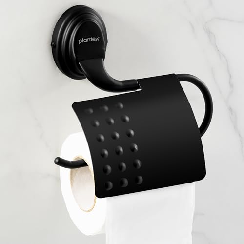 Image of Plantex 304 Grade Stainless Steel Toilet /Tissue Paper Holder Stand for Washroom /Bathroom Accessories - Cubic (Black)
