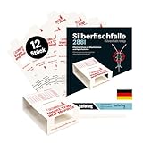 Catchmaster 288i 12x Monitoring-Klebefallen f&uuml;r Silberfische - 100% Giftfrei - Silberfischfalle mit Starkem Kleber - F&uuml;r Haushalte mit Kindern & Haustieren zur Befallskontrolle - 4 Bl&auml;tter &agrave; 3 Fallen
