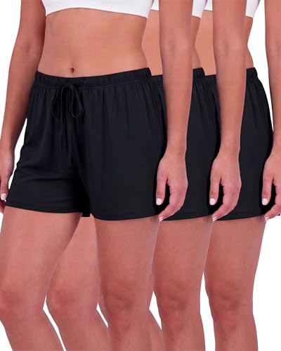 Image of Real Essentials 3 Pack: Women's Pajama Shorts Sleep Lounge Sweatshorts Comfy Sleepwear Bottoms (Available In Plus Size)