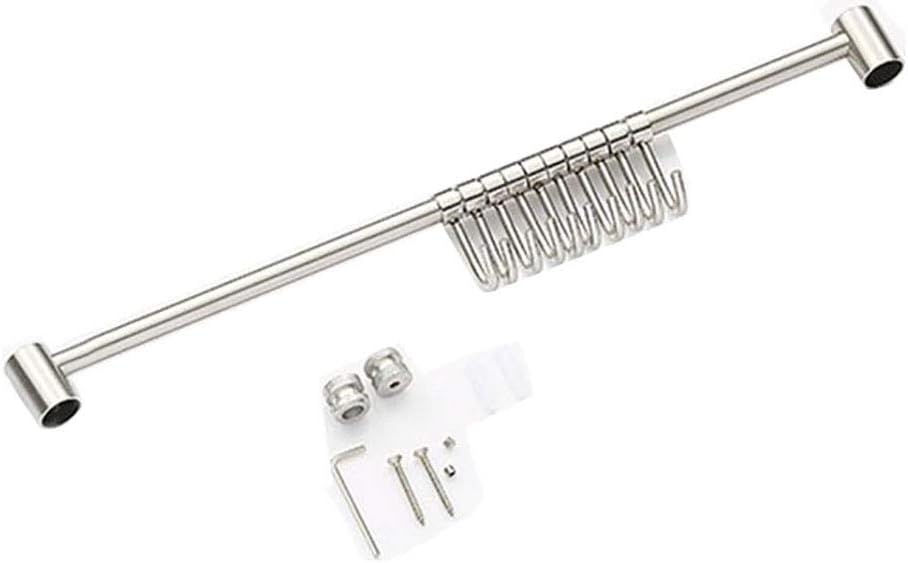 Yunzhicheng Stainless Steel Gourmet Kitchen Wall Mount Rail and 10 Movable Hooks Set Utensil Pot Pan Lid Rack Storage Organizer (10 hooks Length:19.7")