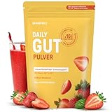 BRAINEFFECT DAILY GUT – Probiotisches Getränkepulver mit 16 Mrd. lebenden Bakterien & 7 g Ballaststoffen pro Portion, mit Vitamin B1, B2, B6 & B12, Erdbeergeschmack – 240 g