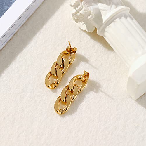 14K Thick Gold Dangle Small Earrings Link Chain Jewelry Hypoallergenic For Women Girls… #TOP5