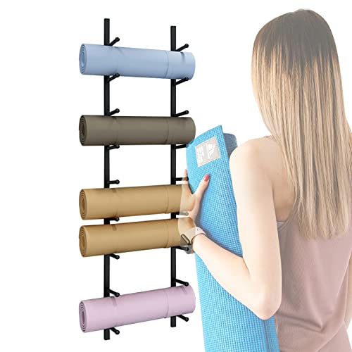 Support tapis de yoga pour coin fitness à la maison avec étagères