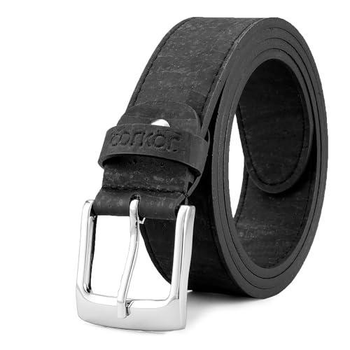Men's Cork Belt – Vegan Leather – Black or Brown Belt for Men Casual Wear - Natural Friendly Non-Leather 1 3/8