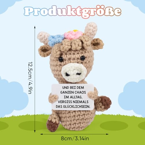 DMOPRDNB Pocket Hug Rinder Glücksbringer Geschenke, Glück Rinder Positive Geschenke, Süßes Kreatives Strickspielzeug, Freunde Ermutigen Rindern