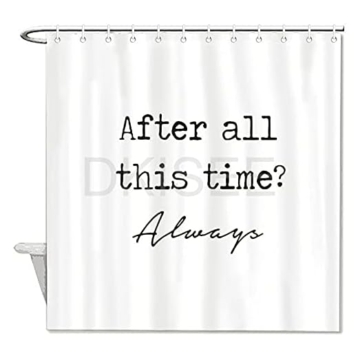 DKISEE Duschdraperi f√∂r badrum 60 x 72 tum (150 x 180 cm) med krokar, duschdraperi med After All This Time Always grafik