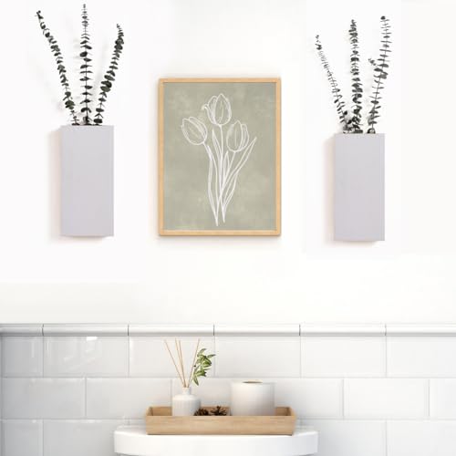 Mokof 2 Pack Wood Wall Planter for Indoor Plants and Dried Flower, Wall Hanging Wooden Pocket Vases, Modern Farmhouse Wall Decor for Living Room, Bedroom, Bathroom, Home Office (White)