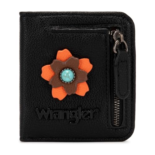 Image of Montana West X Wrangler Slim Wallet Women Small Rfid Blocking Wallets Bifold Credit Card Holder Wallets with Zipper Pocket