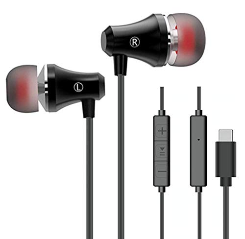 USB Type C Earphones Stereo in Ear Earbuds Headphones with Microphone Noise Cancelling