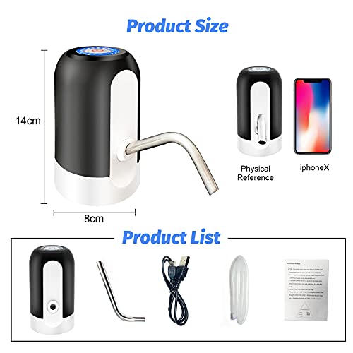 SKY-TOUCH Automatic Water Dispenser, USB Rechargeable Bottle, Drinking Water Pump, Black