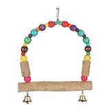 Papageienschaukelspielzeug mit Haken |Vogelsitz aus Holz für kleine und mittelgroße Papageien |Kau- und Beißspielzeug mit bunten Perlen |Sichere Haustierversorgung