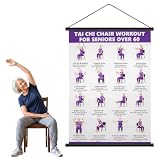 Tai Chi Chair Workout Chart, Chair Tai Chi Poster for Seniors＆Beginners