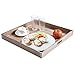 MyGift Rustic Brown Wood Large Ottoman Tray with Handles, 19 x 19 inch Decorative Serving Tray for Breakfast in Bed, Tea, Coffee
