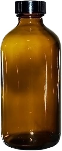 Miniatura 3 de GlassBottleOutlet (Paquete de 48) 8 oz. Ámbar Boston redondo con tapa de cono de poliéster negro