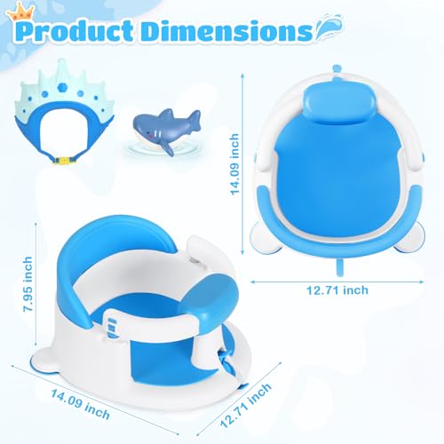 Image of TPR Skin-Friendly Baby Bath Seat for Babies 6 Months & Up, Non-Slip Suction Cup Toddler Bath Seat for Baby Bathtub (Blue)
