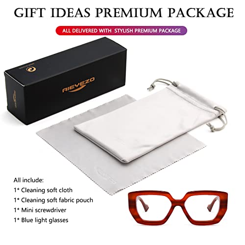 Image of AIEYEZO Thick Frame Blue Light Glasses Men Women, Fashion Square Computer Eyeglass Anti Eyestrain & Prevent Headache