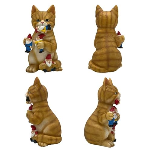 By Mark & Margot - Mischievous Cat Garden Gnome Statue Figurine - Best Art Décor For Indoor Outdoor Home Or Office (Orange) #TOP7