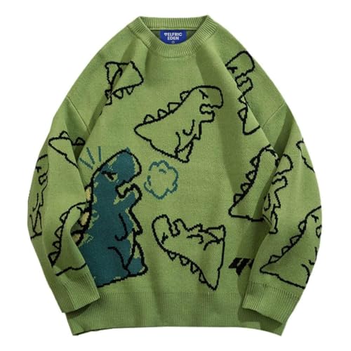 Aelfric Eden Dinosaur Cartoon Pattern Knit Sweater Oversized Graphic Sweaters Long Sleeve Casual Unisex Pullover
