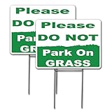 2 Pack 9x12 Please Do Not Park on the Grass Lawn Signs with H-stakes (2)