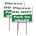 2 Pack 9x12 Please Do Not Park on the Grass Lawn Signs with H-stakes (2)