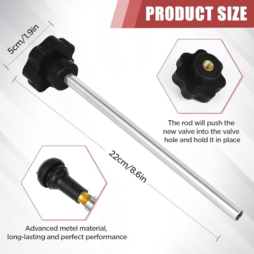 Image of Quick Change Tire Valve Tool Kit, Valve Stem Core Removal Tool Set for Replacing Leaky Valves for Cars,Trucks,Motorcycles, etc.with 4PCS TR413 and TR414 Valve Stems (Black)
