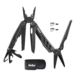 NexTool Heavy Duty Multitool, Spring-Action Multitool Pliers with Pocket Scissors,Replaceable Wire Cutters,Nylon Sheath, Folding Multitool Knife with Safety Lock for Camping Survival Home Repair DIY