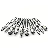Tingmate Premium Tungsten Carbide Burr Set 10Pcs, 1/4 Inch Shank Double Cut Double Spiral Groove, High Hardness Rotary Die Grinder Bits for Industrial Mold, DIY Woodworking & Metal Stone Grinding