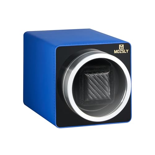 Image of MOZSLY Watch Winder for Automatic Watches Single Rotating Watch Box with Quiet Motor 12 Rotation Mode Setting Battery Powered or AC Adapter PU Leather