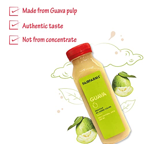Image of Fairfarm Guava Juice | No Added Colour, 0% Concentrate | Enriched with pulp |Rich in Vitamin inchC inch & Fibre| Improve Digestion,FarmFresh (Pack of 12 X 300ml)