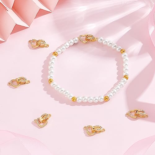 Beebeecraft 1 Box 6Pcs Heart Fold Over Clasps 18K Gold Plated Rhinestone Foldover Extension Clasp Bracelet Extenders For Necklace Making Jewelry thumb #3