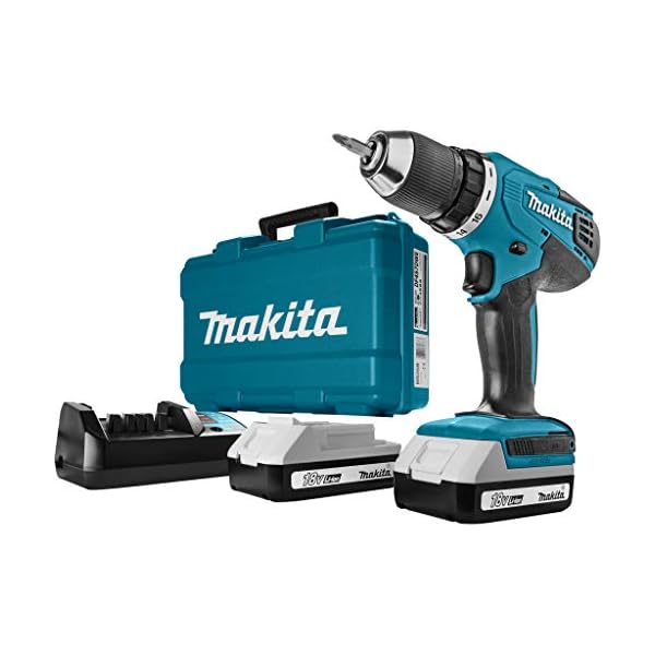 Makita DF457DWE Akku-Bohrschrauber, 18 V, Schwarz, Blau, Size