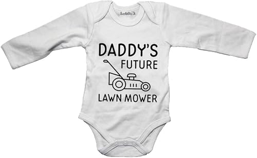 Daddy's Future Lawn Mower - Baby Grow 3-6 months White Long Sleeve