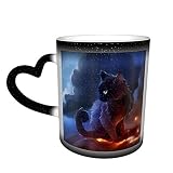 Custom Color Changing Coffee Mug for Men Women Ceramic Blue Cat Heat Sensitive Cup Gift Handle Novel