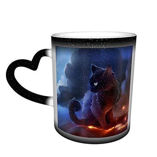 Custom Color Changing Coffee Mug For Men Women Ceramic Blue Cat Heat Sensitive Cup Gift Handle Novelty Idea 12 Oz #TOP1