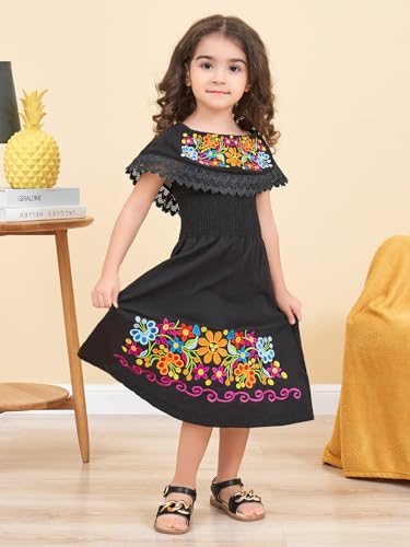 Image of Mexican Dress for Girls Traditional Vestidos Mexicanos Cinco de Mayo Embroidered Dresser Toddler Kids