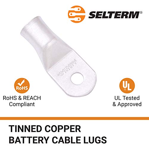 Image of SELTERM 5pcs 4 /0 AWG 5 /16 inch Stud Marine Grade Tinned Copper Battery Lugs