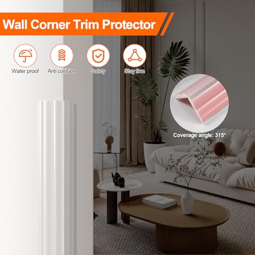 Elvone Wall Corner Protector & Edge Guard，Peel and Stick Wall Trim Moulding Inside & Outside Corner Molding Trim Caulk Strip, Self Adhesive Trim for Wall Edge,Ceiling,Countertop, 1.6” W x20’ L，Clear by Elvone - Image 3