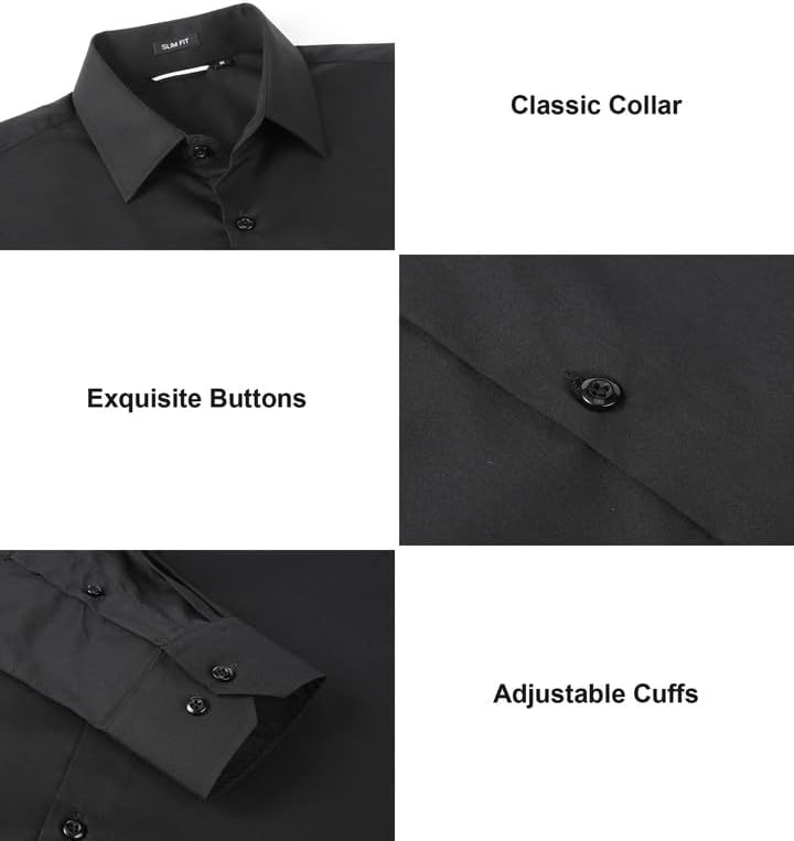 Damipow Mens Slim Fit Dress Shirts Long Sleeve Button Down Cotton Casual Business Shirt - Image 4