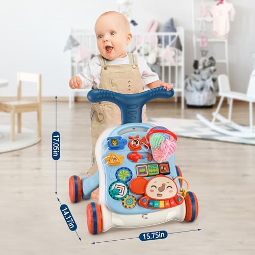 Baby Push Walker with Educational Activity Center (Blue)