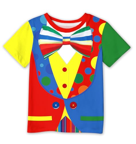 Toddler Boys Girls Halloween Funny Clown Tee Shirt Cute Short Sleeve Top Colorful 4 Years
