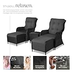 Polyrattan Lounge-Set 5-teilig Schwarz/Grau