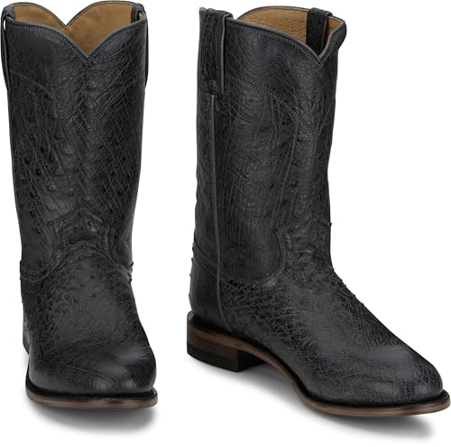 Justin Stinson 10" Smooth Ostrich Roper Men's Western Boots, Premium Exotic Leather, Durable Construction, Stylish Design2